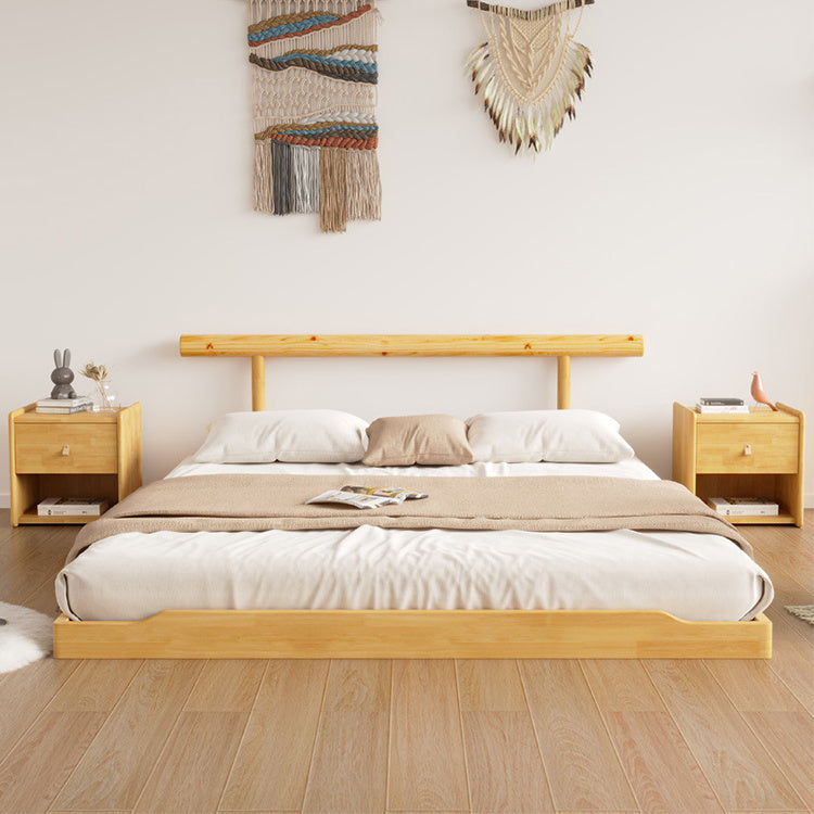 Luxury Bed Frame: Durable Natural Rubber Wood & Elegant Pine Wood Finish fcf-294