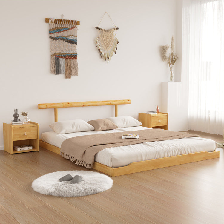 Luxury Bed Frame: Durable Natural Rubber Wood & Elegant Pine Wood Finish fcf-294