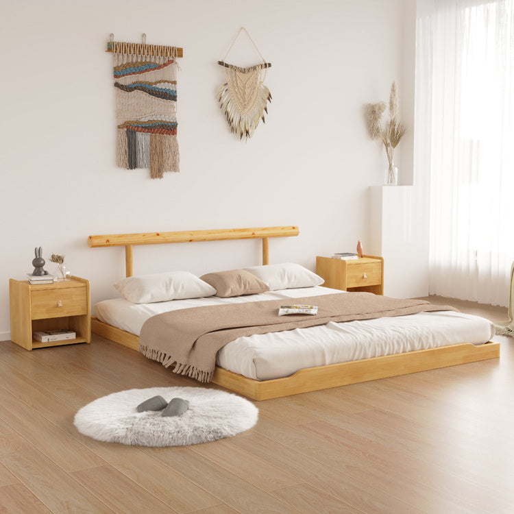 Luxury Bed Frame: Durable Natural Rubber Wood & Elegant Pine Wood Finish fcf-294