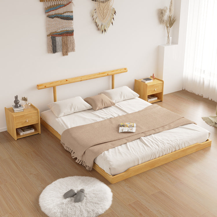 Luxury Bed Frame: Durable Natural Rubber Wood & Elegant Pine Wood Finish fcf-294