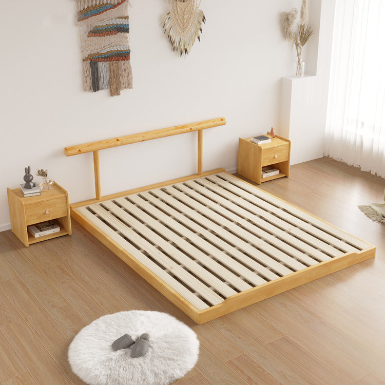 Luxury Bed Frame: Durable Natural Rubber Wood & Elegant Pine Wood Finish fcf-294