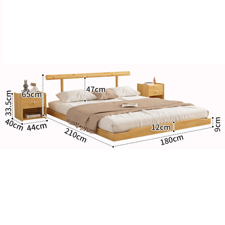 Luxury Bed Frame: Durable Natural Rubber Wood & Elegant Pine Wood Finish fcf-294