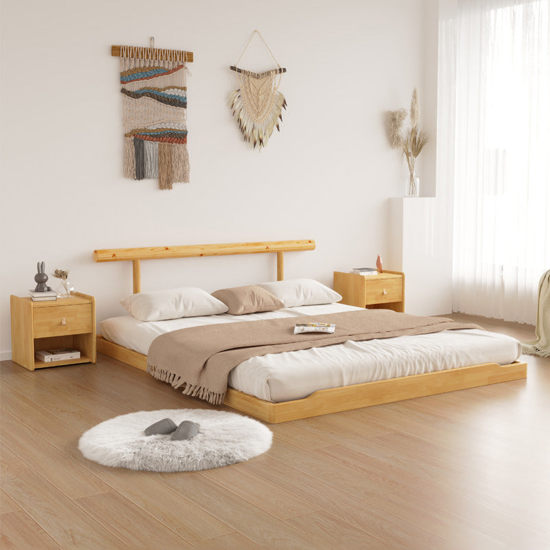 Luxury Bed Frame: Durable Natural Rubber Wood & Elegant Pine Wood Finish fcf-294