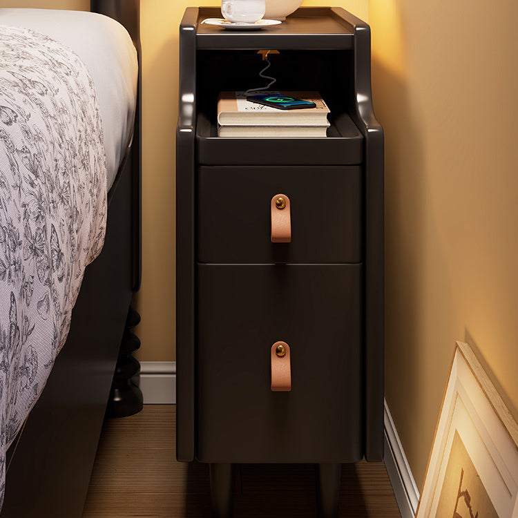 Sleek Bedside Cupboard - Black, White, Light Brown Natural Rubber Wood Finish fcf-301