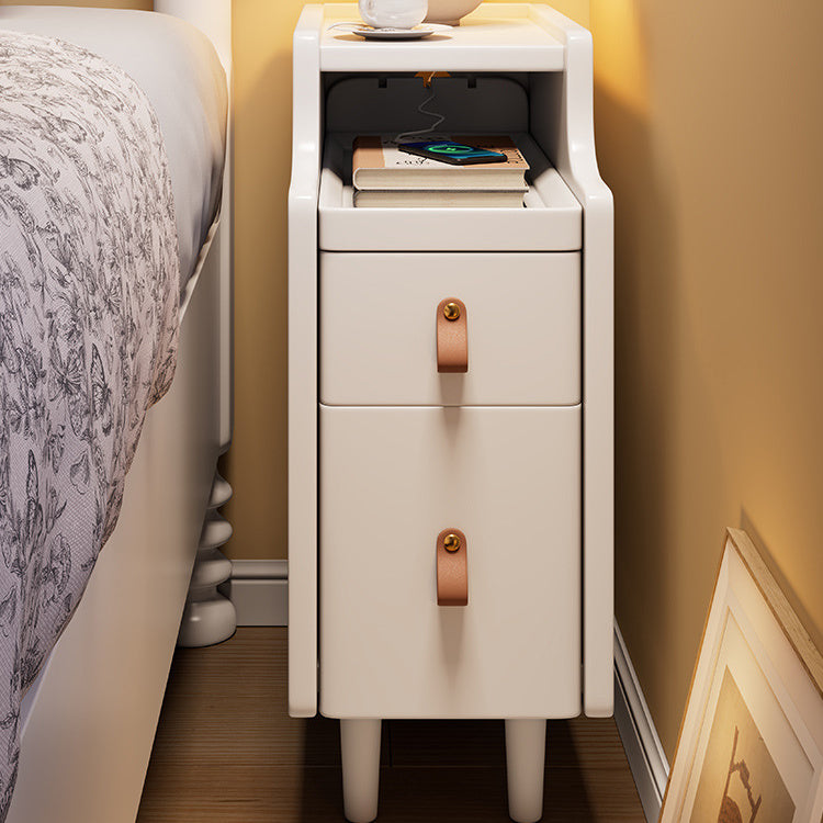 Sleek Bedside Cupboard - Black, White, Light Brown Natural Rubber Wood Finish fcf-301