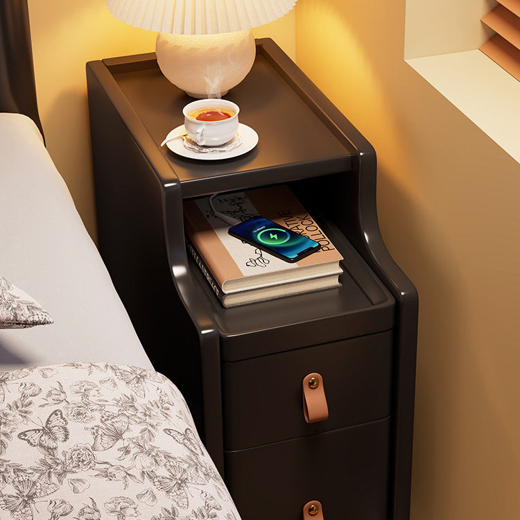 Sleek Bedside Cupboard - Black, White, Light Brown Natural Rubber Wood Finish fcf-301