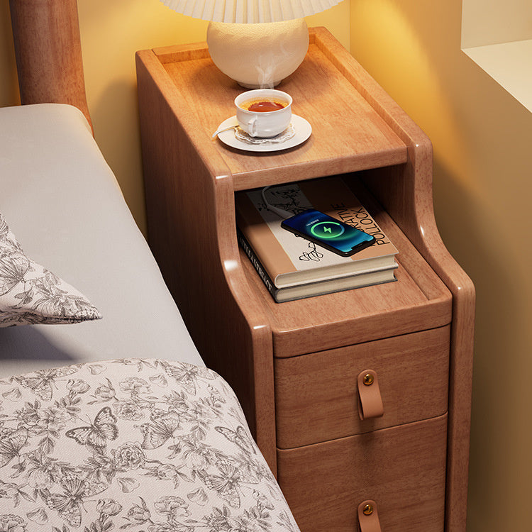 Sleek Bedside Cupboard - Black, White, Light Brown Natural Rubber Wood Finish fcf-301