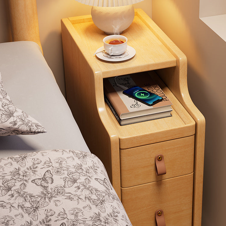 Sleek Bedside Cupboard - Black, White, Light Brown Natural Rubber Wood Finish fcf-301