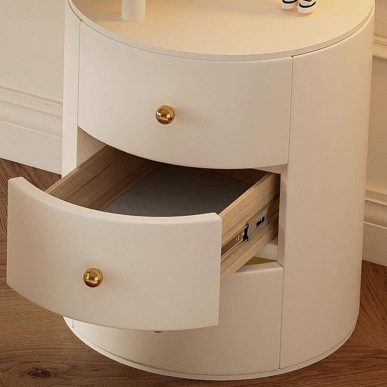 Elegant White Solid Wood Makeup Table with Chic Faux Leather Accents fcf-302