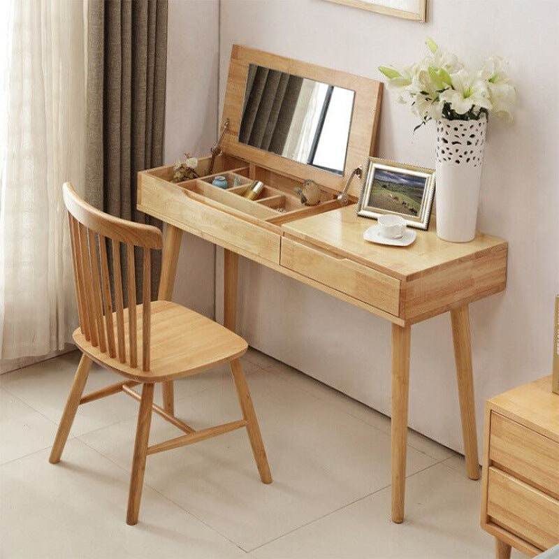 Natural Brown Rubber Wood Glass Makeup Vanity with Modern Design fcf-305