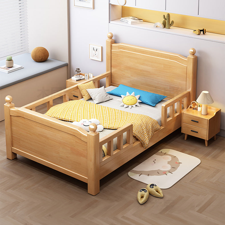 Solid Pine Wood Bed Frame - Natural White & Brown Finish fcf-308