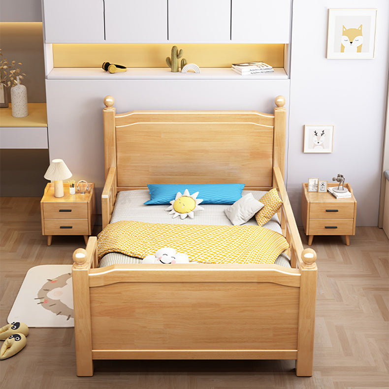 Solid Pine Wood Bed Frame - Natural White & Brown Finish fcf-308