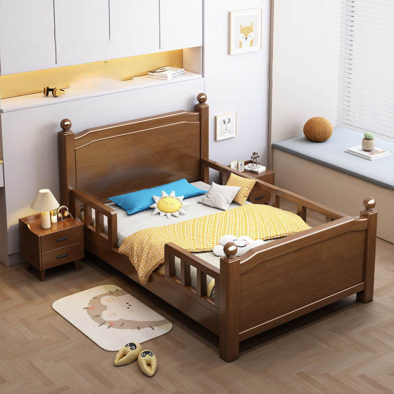 Solid Pine Wood Bed Frame - Natural White & Brown Finish fcf-308