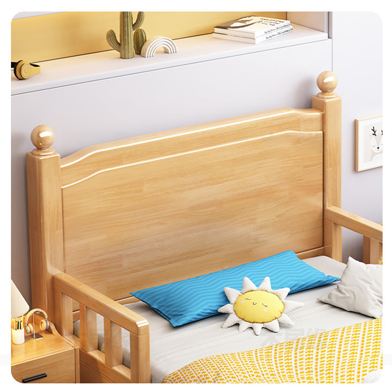 Solid Pine Wood Bed Frame - Natural White & Brown Finish fcf-308