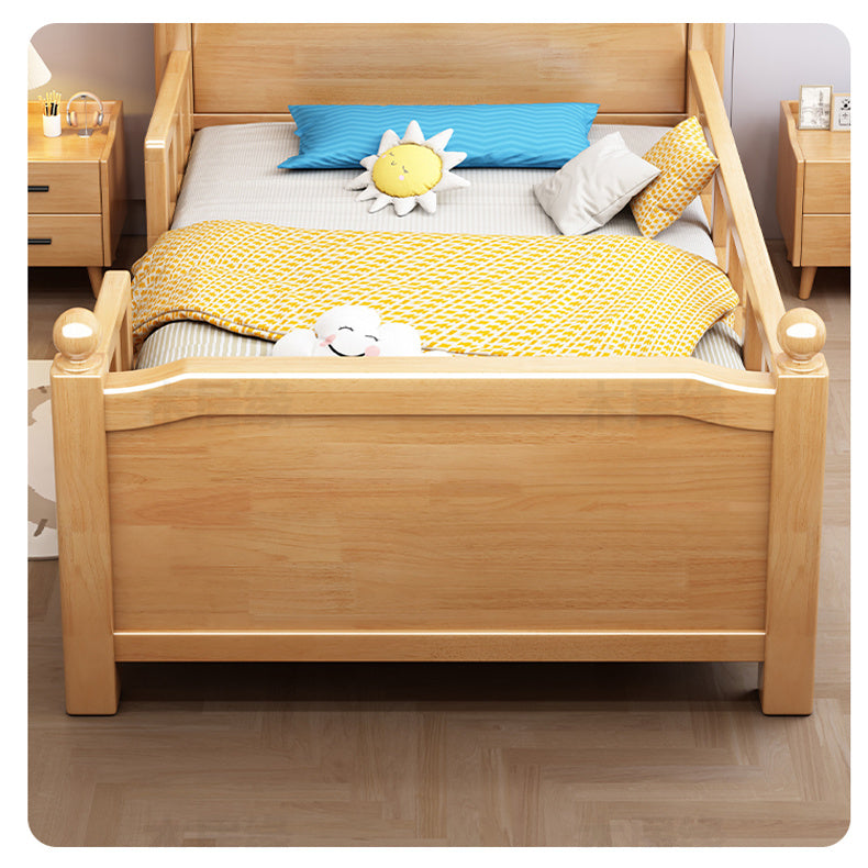 Solid Pine Wood Bed Frame - Natural White & Brown Finish fcf-308