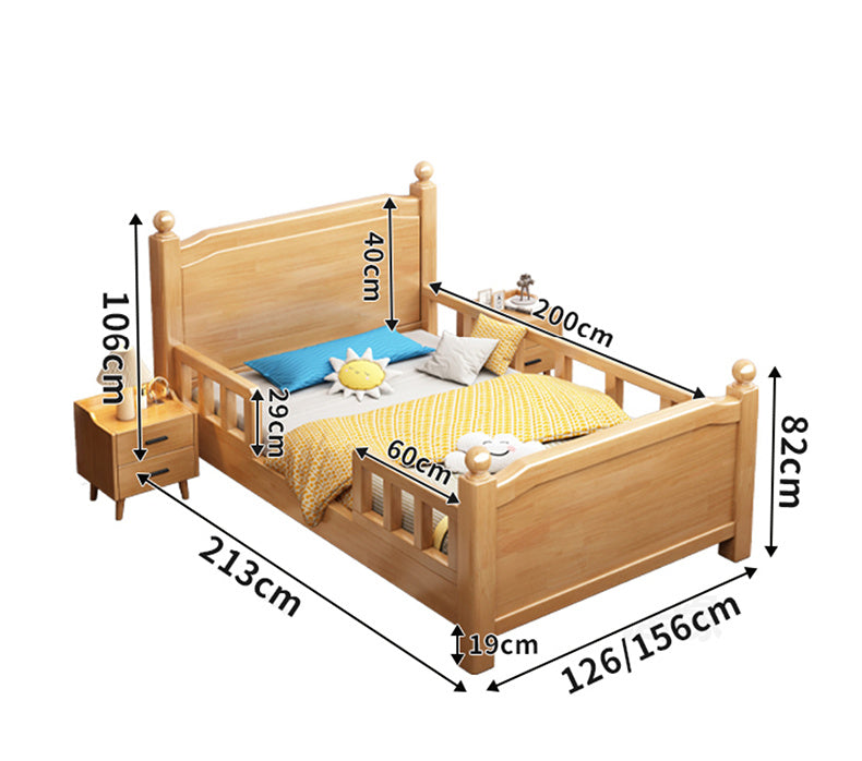 Solid Pine Wood Bed Frame - Natural White & Brown Finish fcf-308