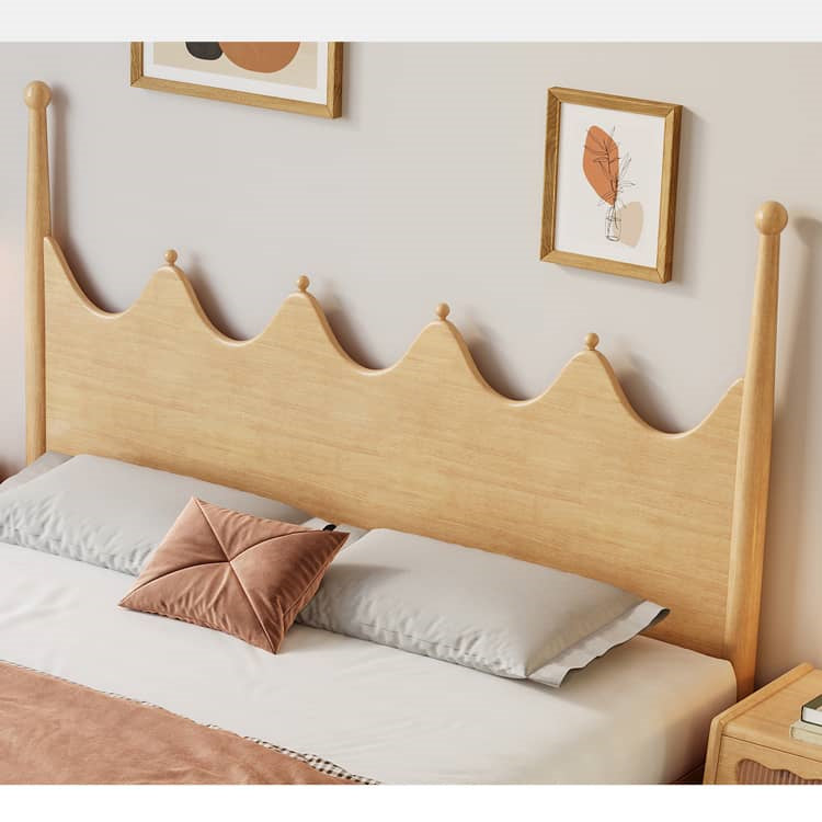 Stylish Natural Light Brown Rubber & Pine Solid Wood Bed Frame fcf-309