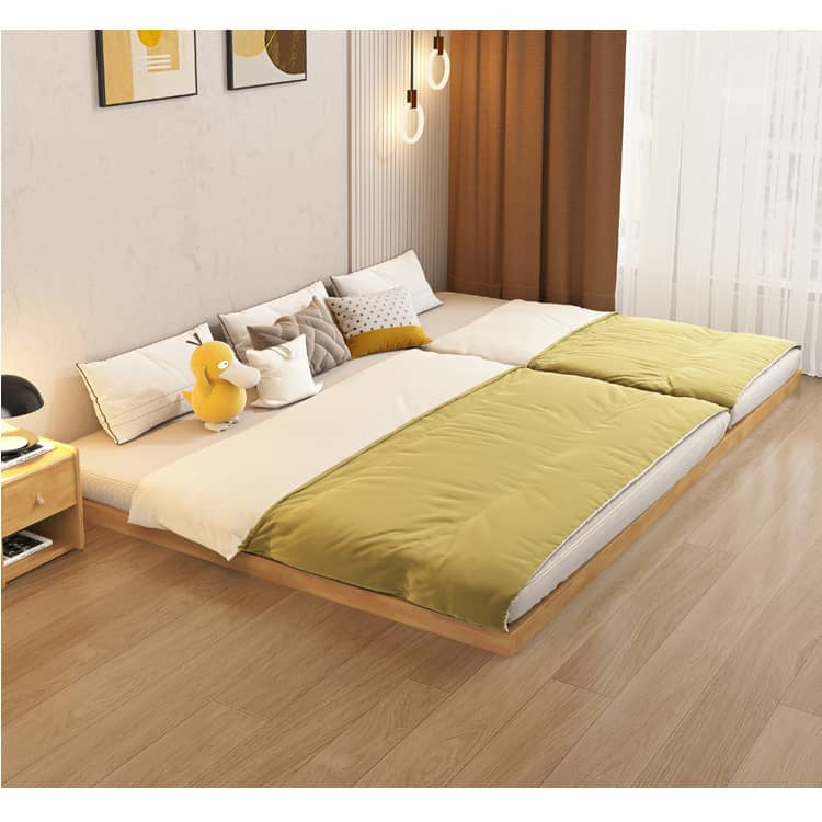 Premium Natural Brown Bed Frame - Solid Rubber Wood & Pine Wood Construction fcf-311