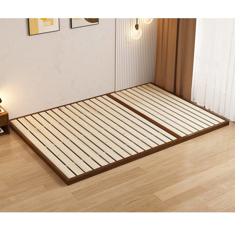 Premium Natural Brown Bed Frame - Solid Rubber Wood & Pine Wood Construction fcf-311