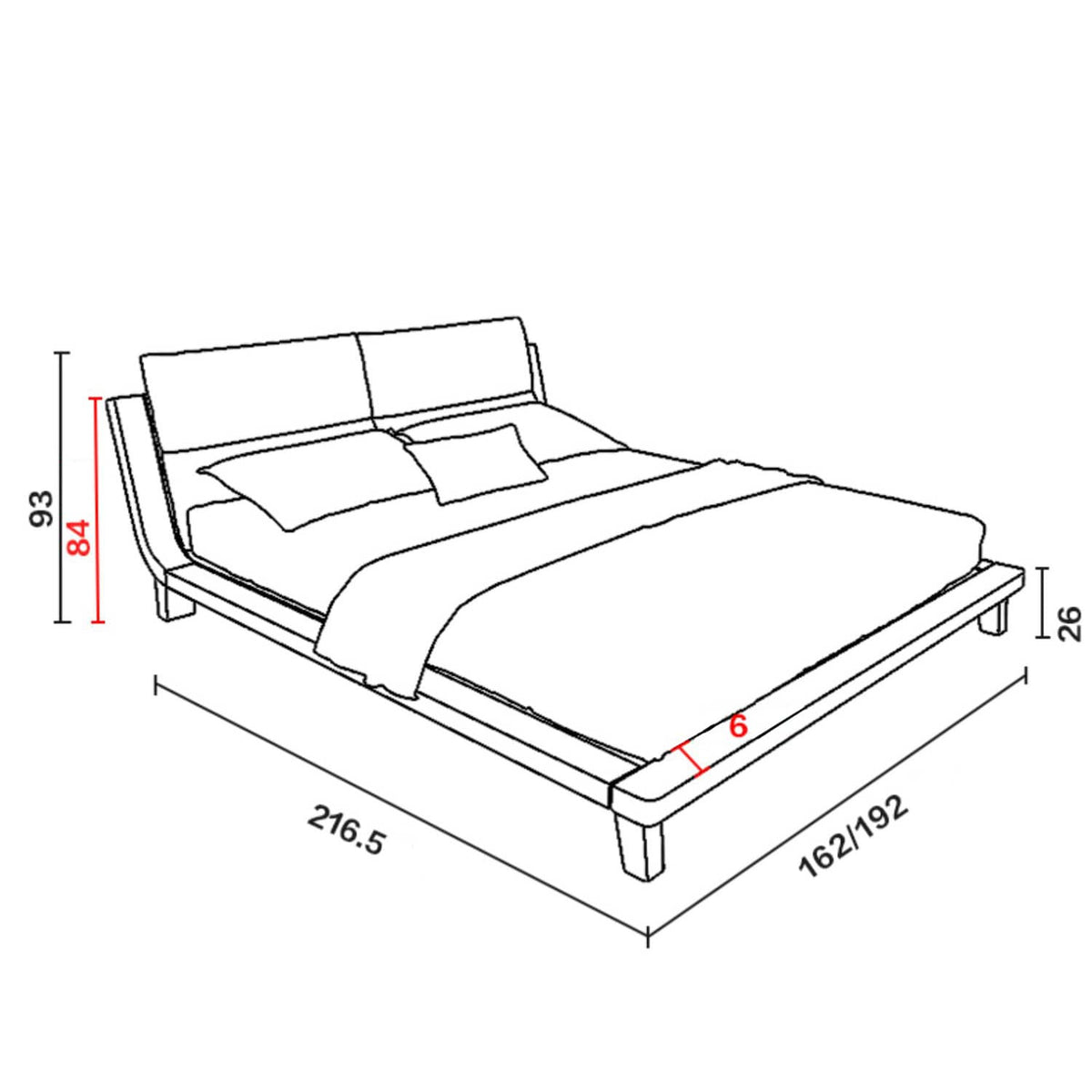 Rustic Solid Wood Bed with Gray Cotton-Linen Upholstery fcf-314