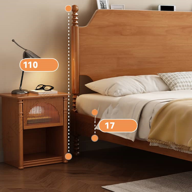 Elegant Light Brown Rubber Wood & Pine Wood Bed Frame fcf-316