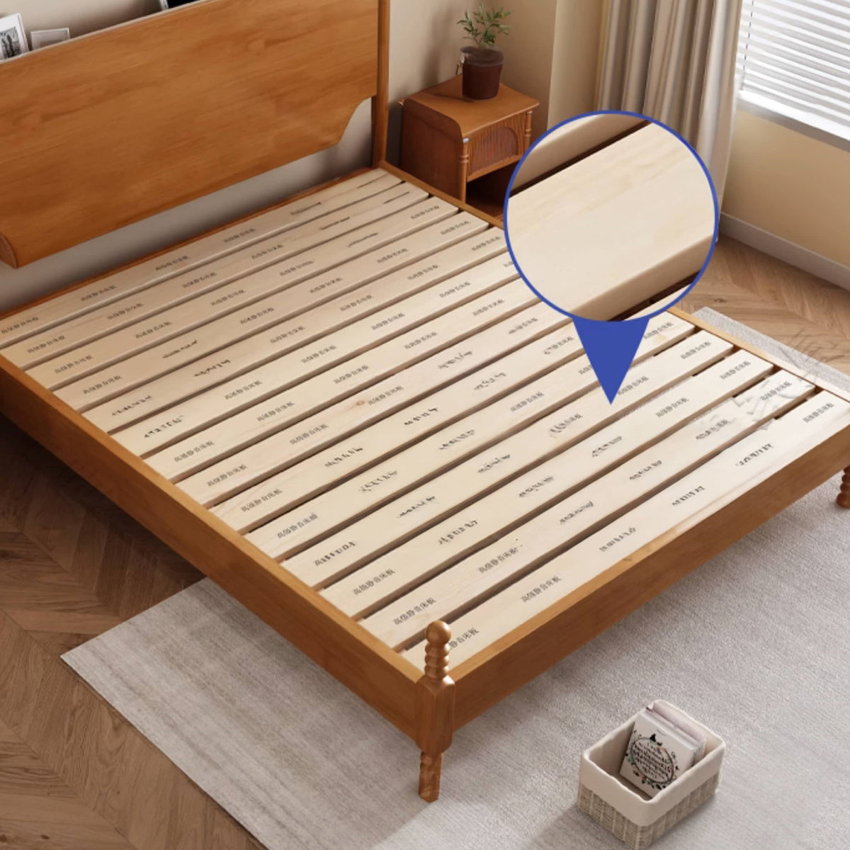 Elegant Light Brown Rubber Wood & Pine Wood Bed Frame fcf-316