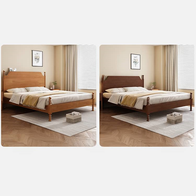 Elegant Light Brown Rubber Wood & Pine Wood Bed Frame fcf-316