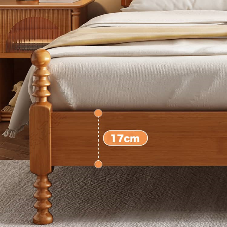 Elegant Light Brown Rubber Wood & Pine Wood Bed Frame fcf-316