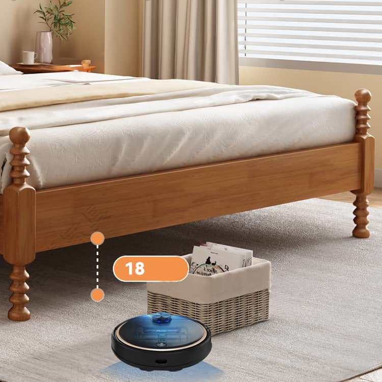 Elegant Light Brown Rubber Wood & Pine Wood Bed Frame fcf-316