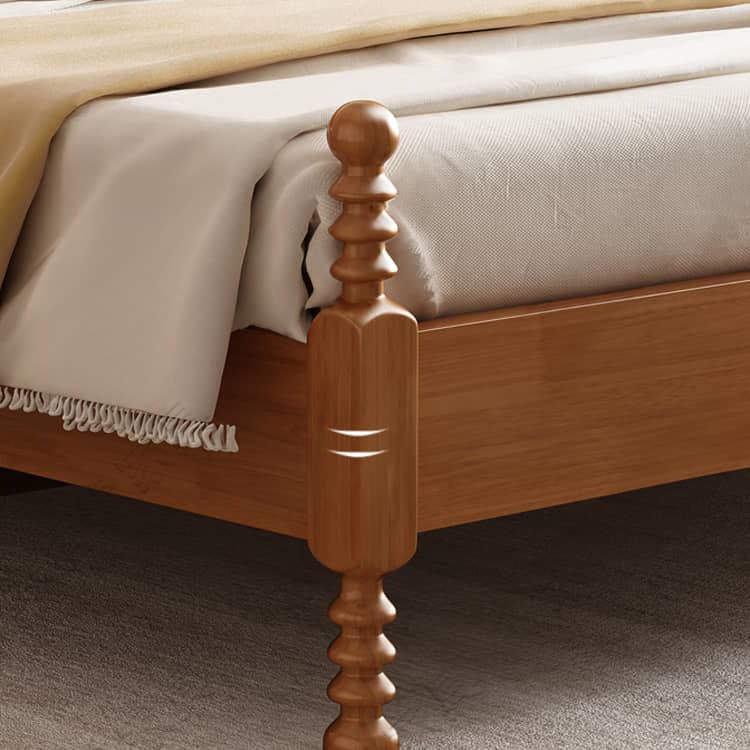 Elegant Light Brown Rubber Wood & Pine Wood Bed Frame fcf-316