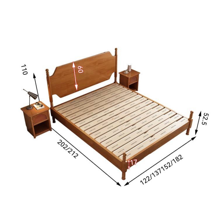 Elegant Light Brown Rubber Wood & Pine Wood Bed Frame fcf-316