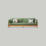 Stylish Beige & Green Corduroy Sofa with Light Brown and Gray Accents - Cherry Wood Frame fcp-1281