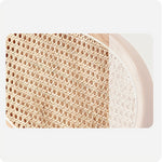 Stylish Light Brown Ash Wood Chair with Rattan Back and Faux Leather Seat fcp-1283