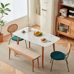 Luxurious Blue Velvet Rattan Chair with Cherry Wood Frame fcp-1285