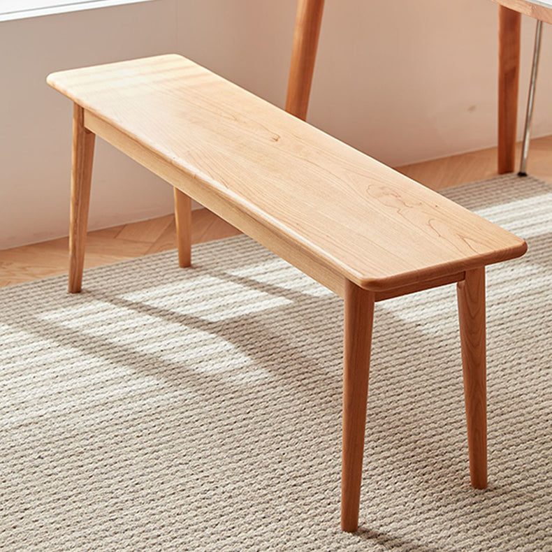 Elegant Light Brown Cherry Wood Stool with Cotton-Linen Upholstery fcp-1286