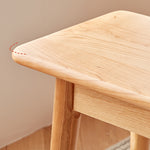 Elegant Light Brown Cherry Wood Stool with Cotton-Linen Upholstery fcp-1286
