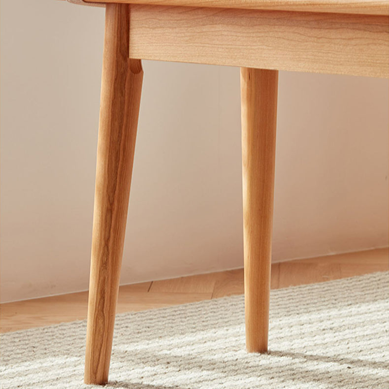 Elegant Light Brown Cherry Wood Stool with Cotton-Linen Upholstery fcp-1286