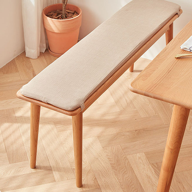 Elegant Light Brown Cherry Wood Stool with Cotton-Linen Upholstery fcp-1286