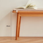 Elegant Light Brown Cherry Wood Stool with Cotton-Linen Upholstery fcp-1286