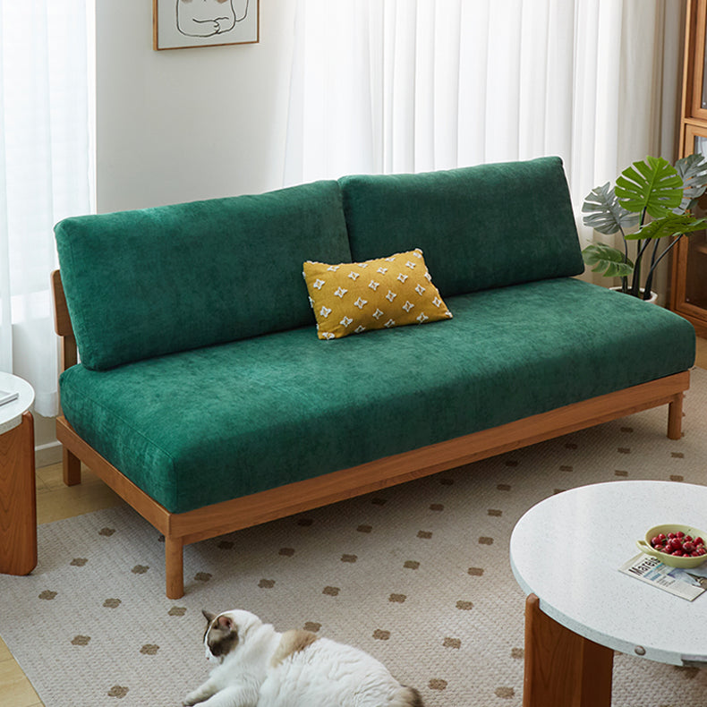 Luxurious White & Gray Sofa with Cotton-Linen Blend and Cherry Wood Accents fcp-1287