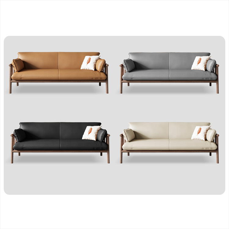 Stylish Modern Sofa – Light Brown, Black, White, Gray | Durable Rubber Wood & Luxurious Faux Leather fcp-1288