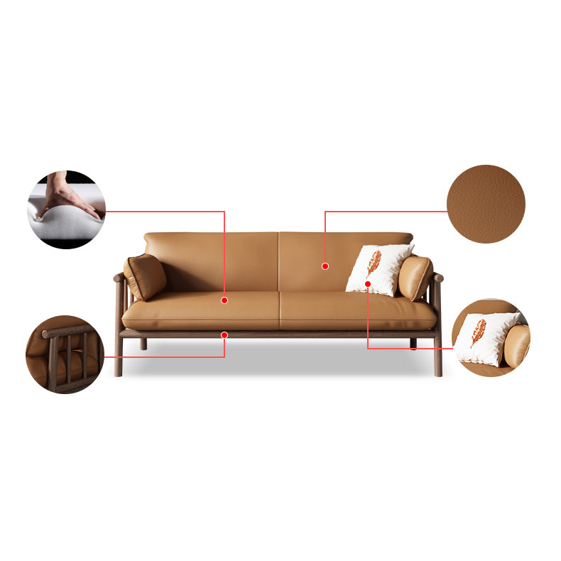 Stylish Modern Sofa – Light Brown, Black, White, Gray | Durable Rubber Wood & Luxurious Faux Leather fcp-1288