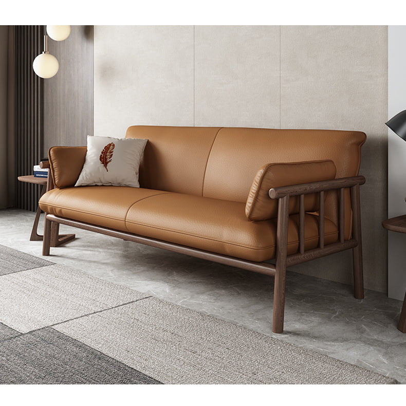 Stylish Modern Sofa – Light Brown, Black, White, Gray | Durable Rubber Wood & Luxurious Faux Leather fcp-1288