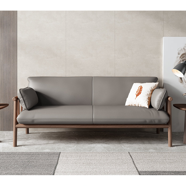 Stylish Modern Sofa – Light Brown, Black, White, Gray | Durable Rubber Wood & Luxurious Faux Leather fcp-1288