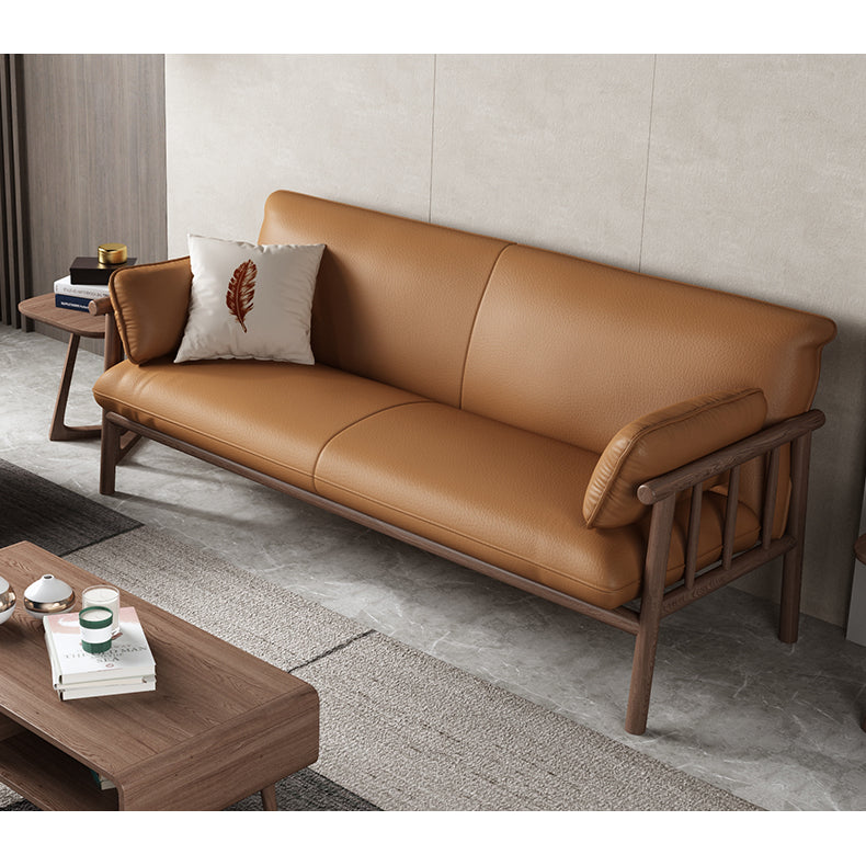 Stylish Modern Sofa – Light Brown, Black, White, Gray | Durable Rubber Wood & Luxurious Faux Leather fcp-1288