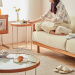 Elegant Cherry Wood & Glass Tea Table - Stylish Natural Finish for Modern Living Rooms fcp-1290