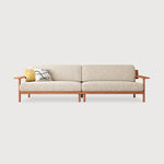 Elegant White Sofa with Green and Light Brown Accents on Cherry and Ash Wood Frame – Cotton-Linen Blend Upholstery fcp-1292