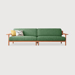 Elegant White Sofa with Green and Light Brown Accents on Cherry and Ash Wood Frame – Cotton-Linen Blend Upholstery fcp-1292