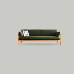 Modern Multi-Color Sofa with Faux Leather and Oak Wood Accents - Beige, Yellow, Gray, Blue, Green, Light Brown fcp-1293