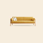 Modern Multi-Color Sofa with Faux Leather and Oak Wood Accents - Beige, Yellow, Gray, Blue, Green, Light Brown fcp-1293